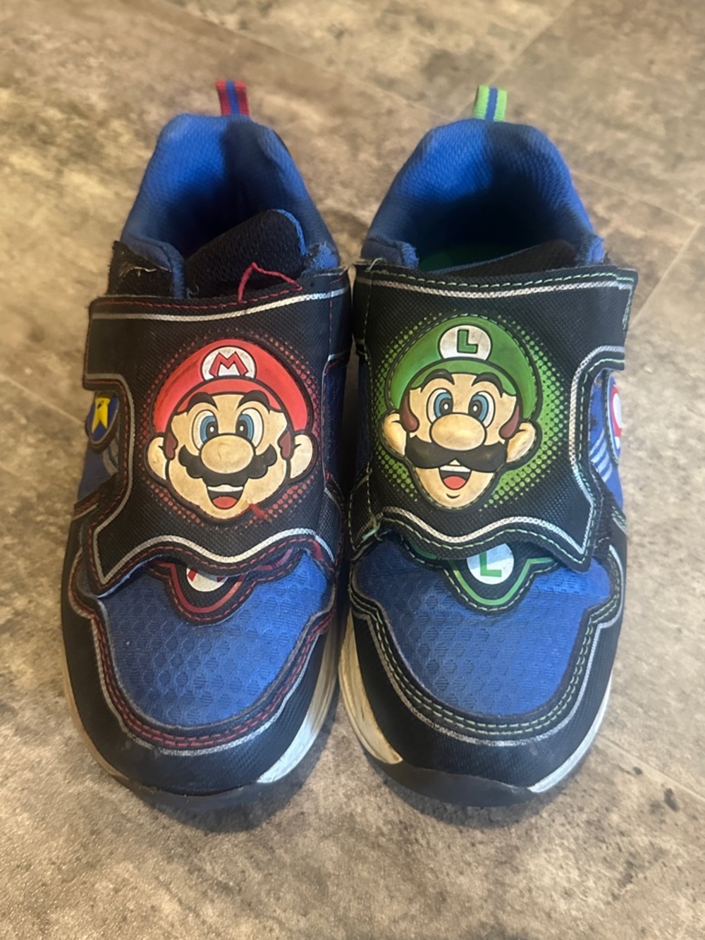 Blue Mario & Luigi Kids Velcro Sneakers